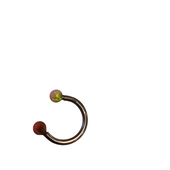 316L Surgical Steel Internally Threaded Horseshoe Barbell with Synthetic Opal - Picture 4 of 5